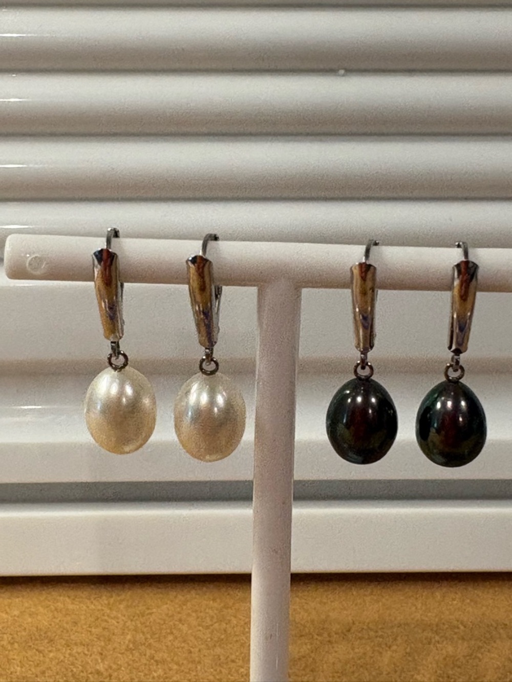 Honora Two-Pair Pearl Drop Earrings in White and Black